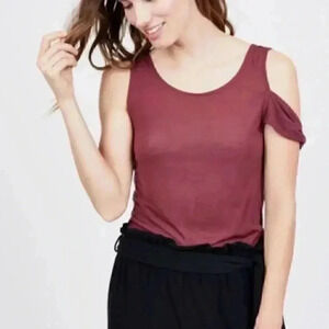 NEW Deep Burgundy Asymmetric Sleeveless Top